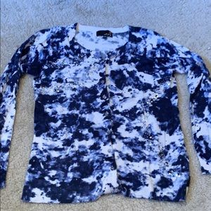 Blue and white tie dye cardigan